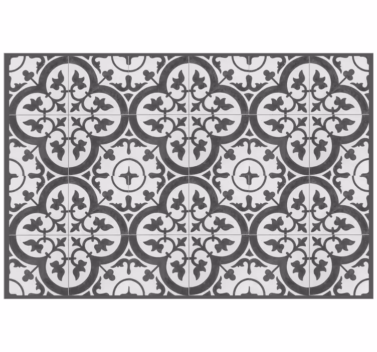 Cortina roller gris azulejos de cemento ornamental - TenVinilo