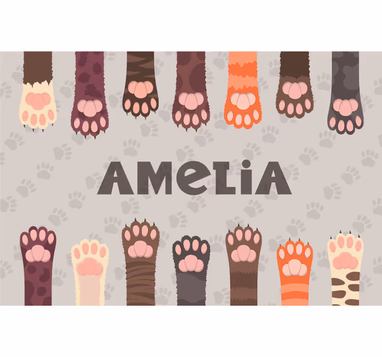 Cortina roller beige set de patas de gatos coloridas - TenVinilo
