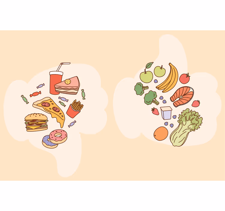 Cortina roller beige con gráfico de forma de comida - TenVinilo