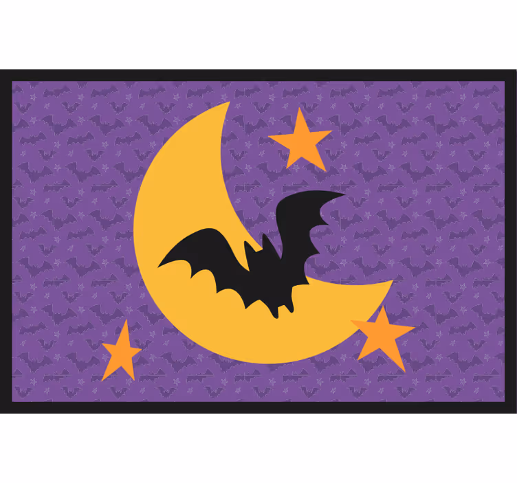 Cortina roller morada mantel de luna estrellas y murciélago - TenVinilo