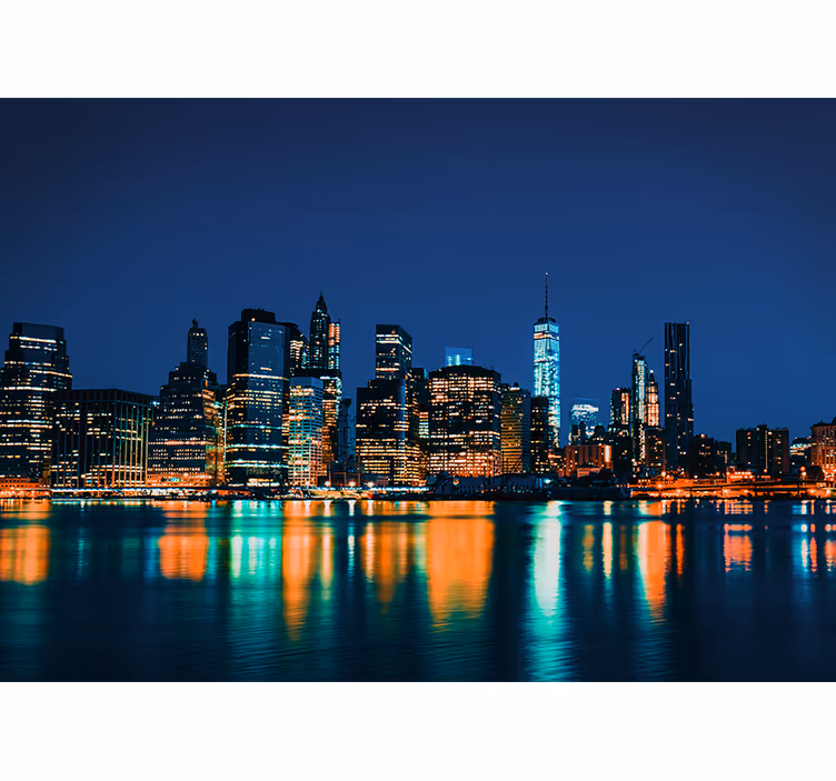 Cortina roller habitación skyline de nueva york de noche - TenVinilo