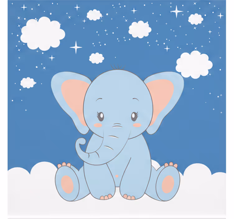 Cortina roller infantil elefante azul dibujo tierno - TenVinilo