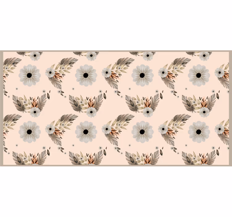 Cortina roller beige con estampado de flores pastel - TenVinilo