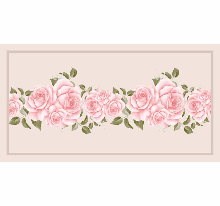 Cortina roller beige con patrón de rosas vintage rosa - TenVinilo