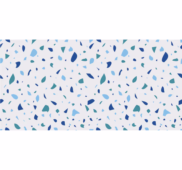 Cortina roller blanca tonos azules terrazzo - TenVinilo