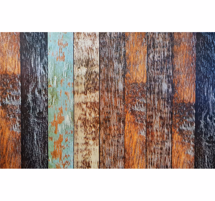 Cortina roller baño azulejos de madera - TenVinilo