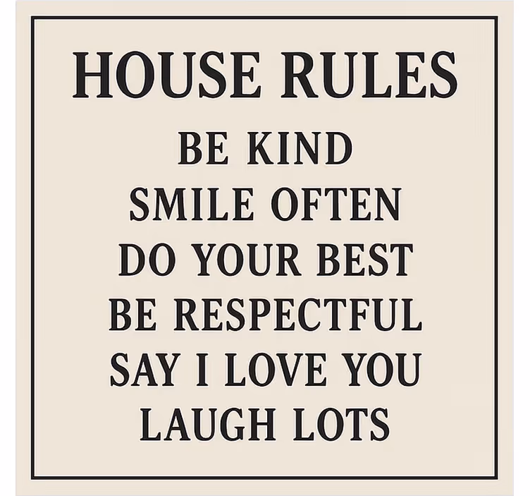Cortina roller frase reglas básicas del hogar - TenVinilo