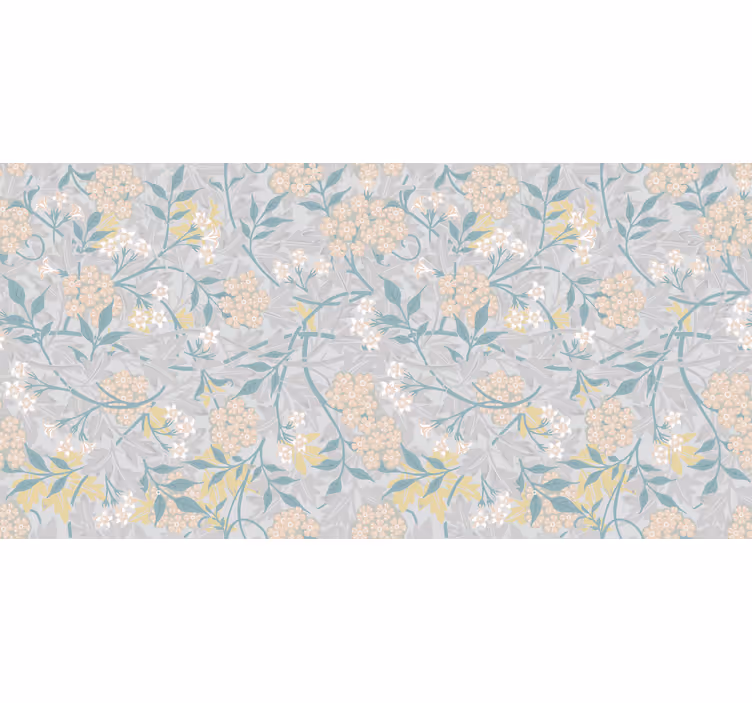 Cortina roller gris con elegante patrón floral años 80 - TenVinilo