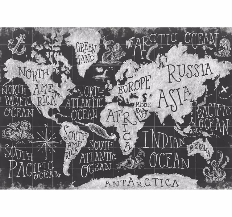 Cortina roller mapamundi mapa del mundo mítico - TenVinilo