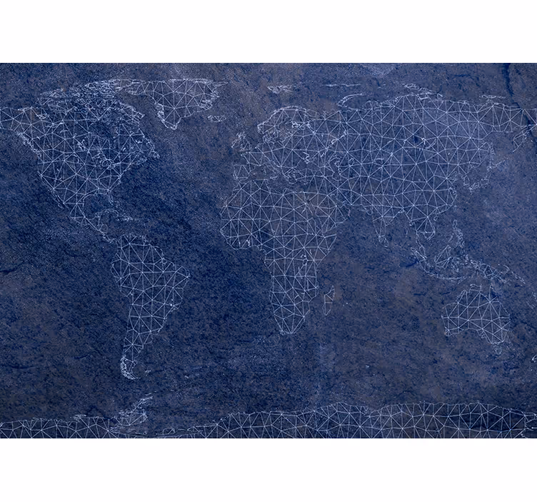 Cortina roller mapamundi mapa mundial azul conectado - TenVinilo