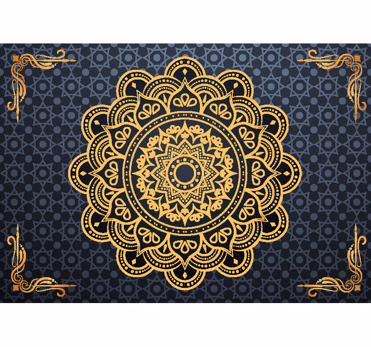 Cortina roller zen mural de mandala dorado - TenVinilo