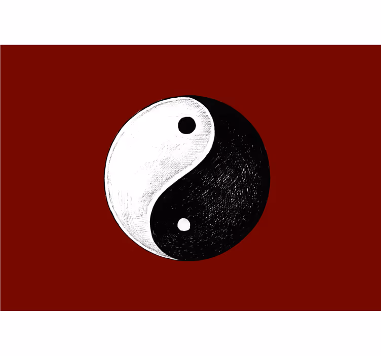 Cortina roller zen mural de dormitorio yin yang rojo - TenVinilo