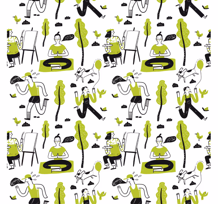 Cortina roller exterior set de doodles saludables - TenVinilo