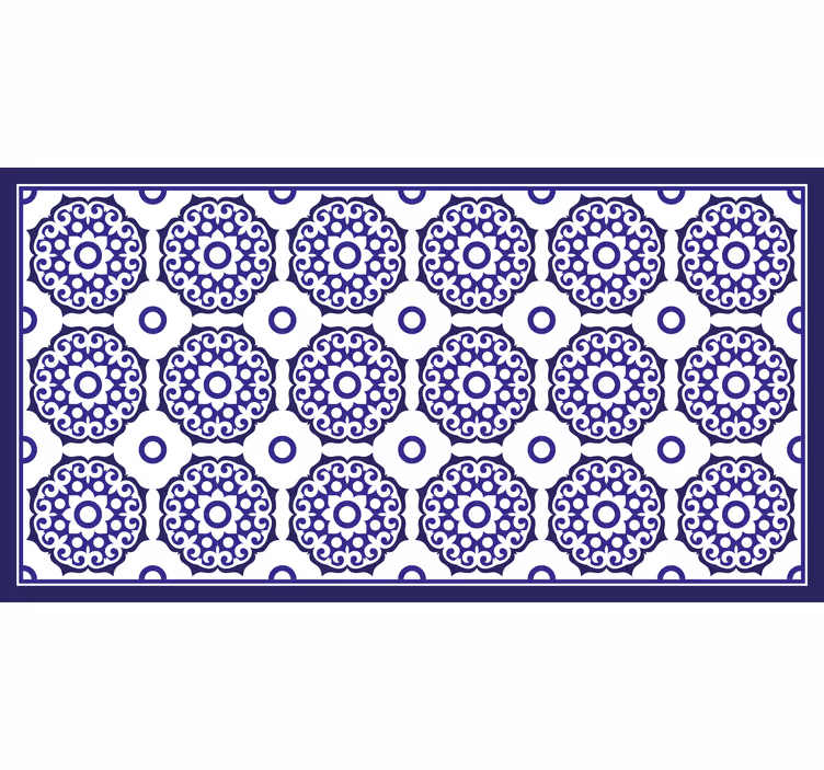 Cortina roller baño patrón floral clásico azul claro - TenVinilo