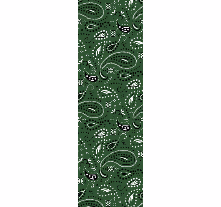 Cortina roller clásico paisley en tonos verde azulado - TenVinilo