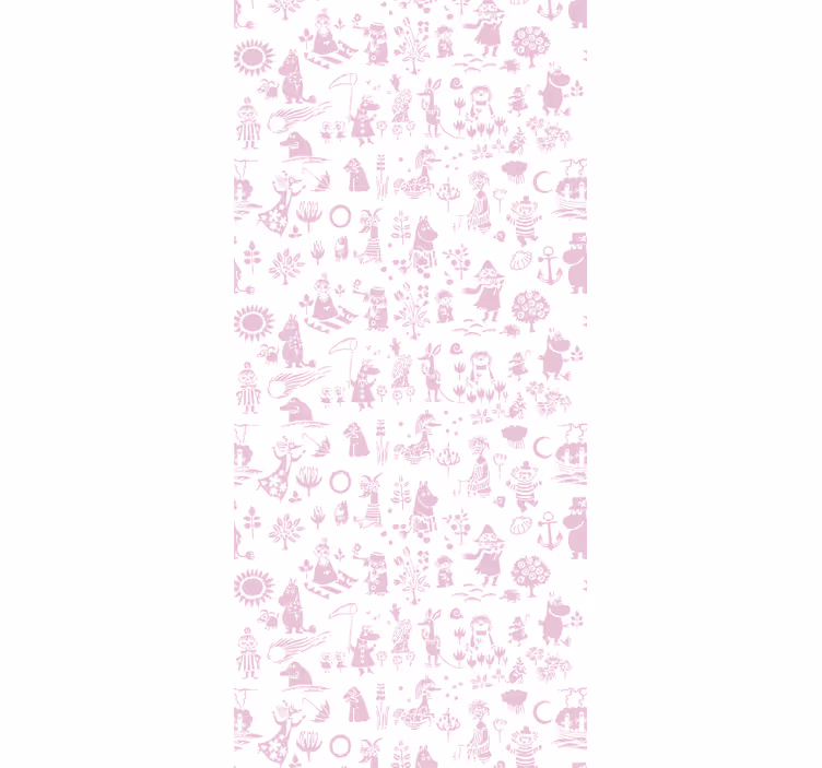 Cortina roller para bebé mural completo de moomin rosa - TenVinilo