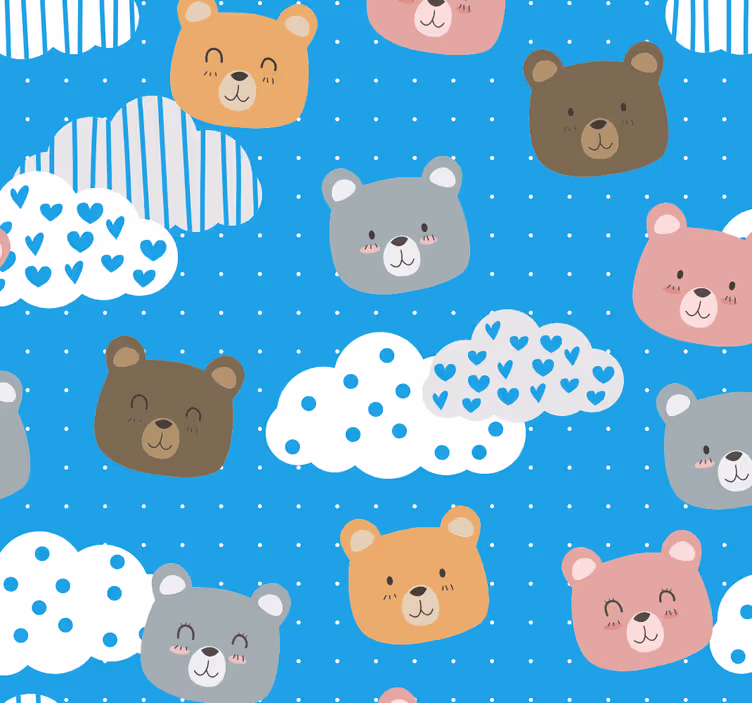 Cortina roller para bebé oso minimalista fondo azul - TenVinilo