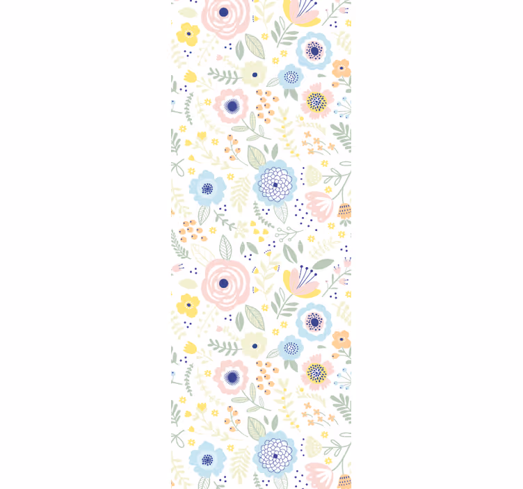 Cortina roller pasillo diseño de flores coloridas - TenVinilo