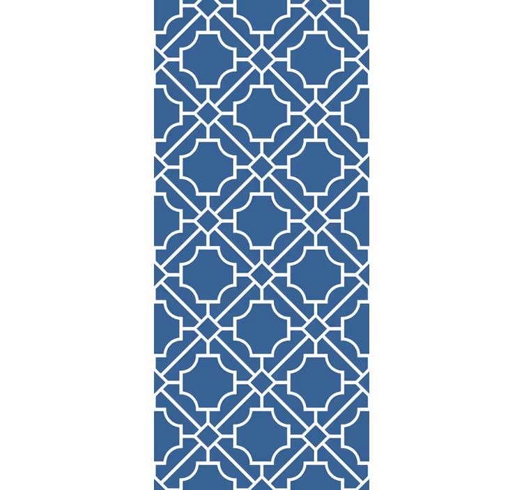 Cortina roller pasillo lattice geométrico blanco/azul - TenVinilo