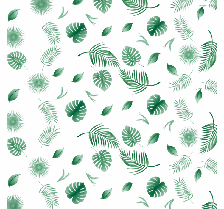 Cortina roller verde hojas de plantas tropicales - TenVinilo