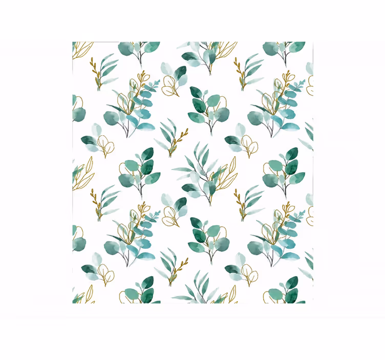 Cortina roller verde con patrón de plantas de menta - TenVinilo