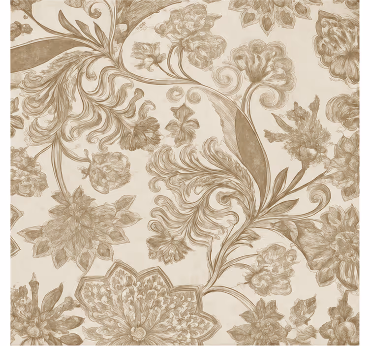 Cortina roller beige con patrón floral vintage - TenVinilo