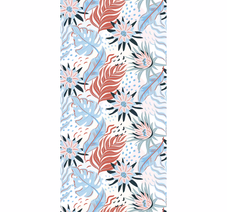 Cortina roller floral patrón de follaje tropical - TenVinilo