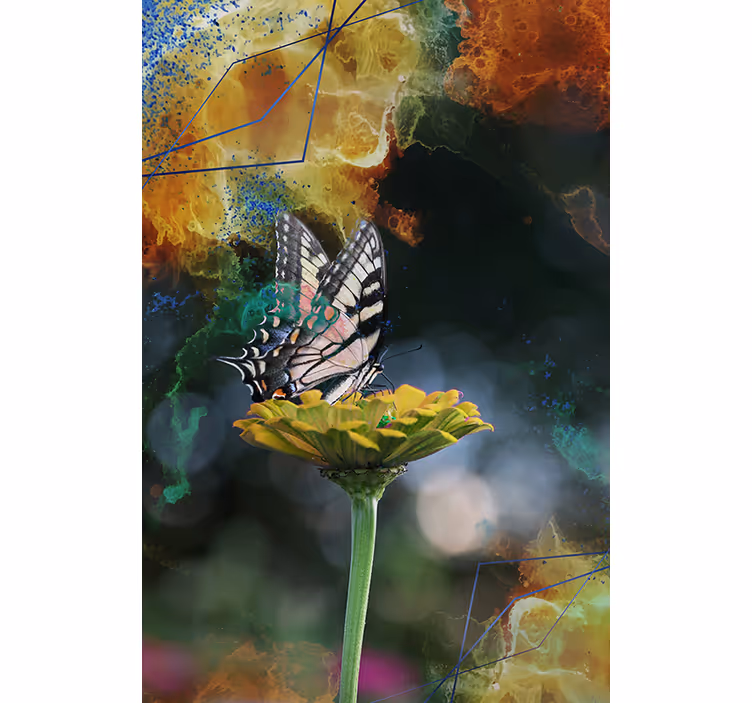 Estor mariposa en flor amarilla - TenVinilo