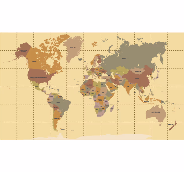 Cortina roller mapamundi coordenadas geográficas - TenVinilo