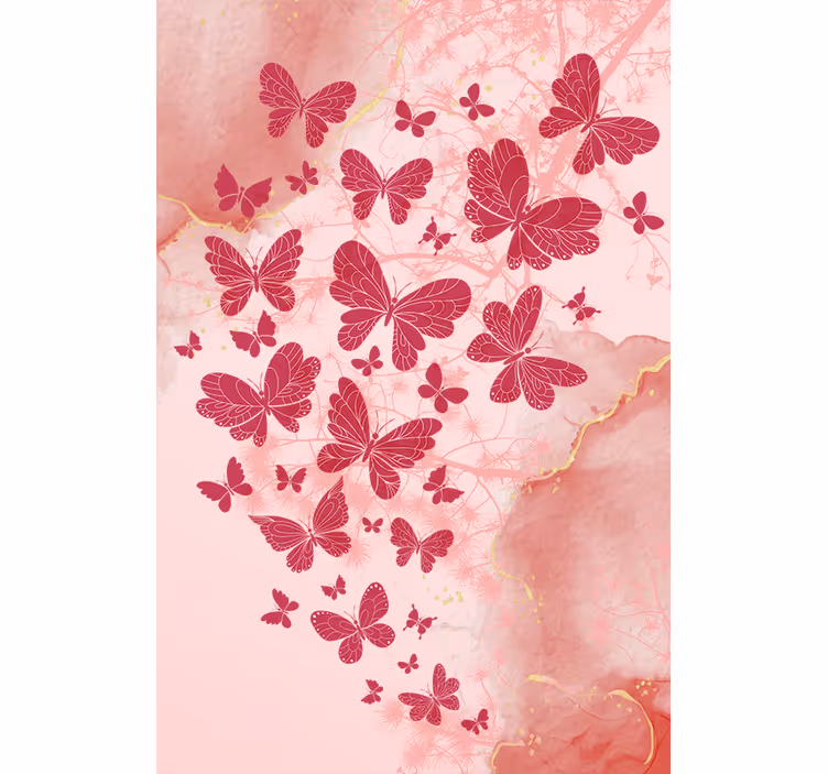 Cortina roller mariposas arreglo de corazón rosa - TenVinilo