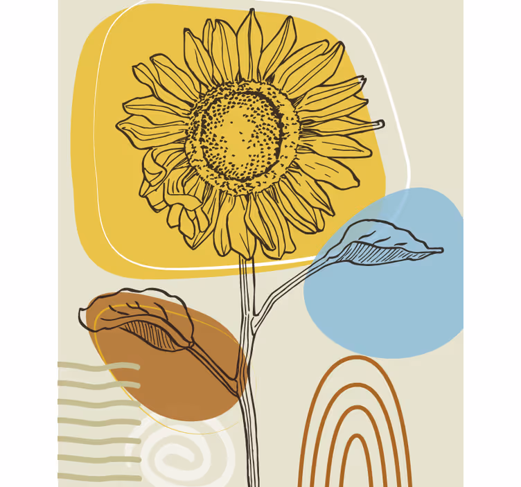 Cortina roller flores girasol con círculos - TenVinilo