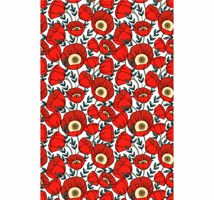 Cortina roller flores patrón de cachorros rojos - TenVinilo
