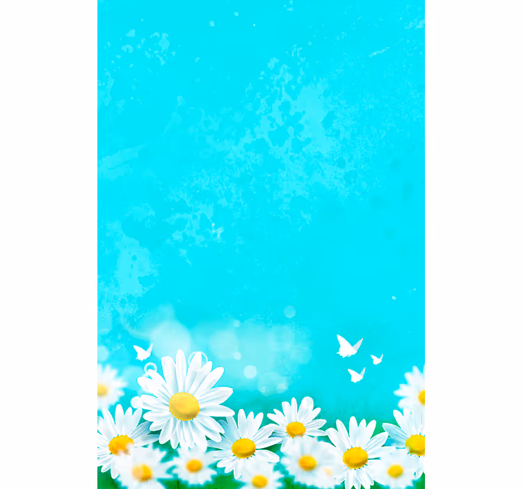 Cortina roller flores margaritas con mariposas - TenVinilo