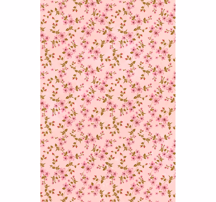 Cortina roller flores patrón elegante rosa - TenVinilo