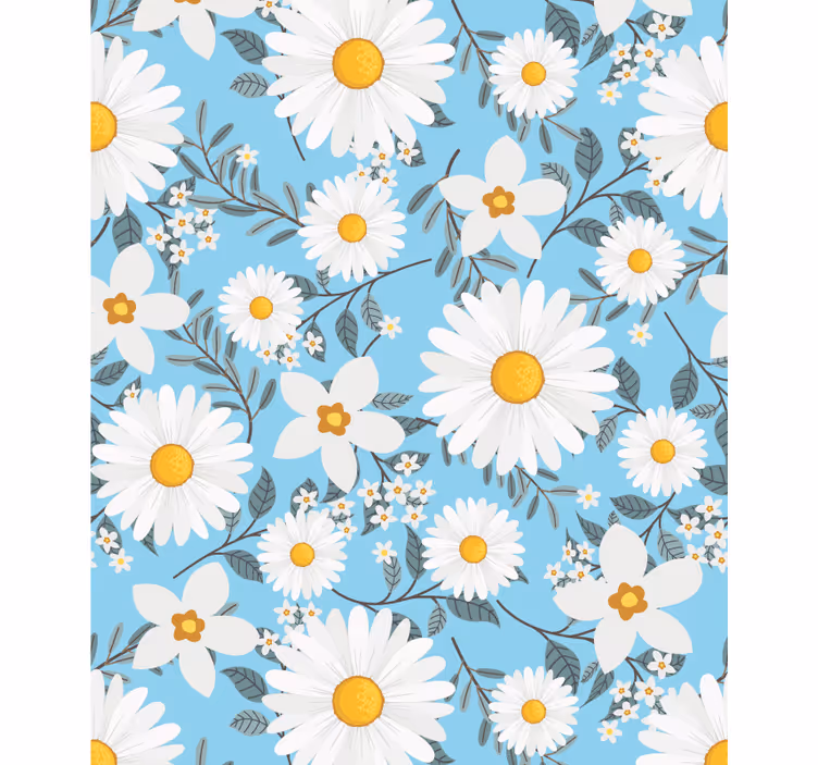 Cortina roller flores margaritas floreciendo brillantes - TenVinilo