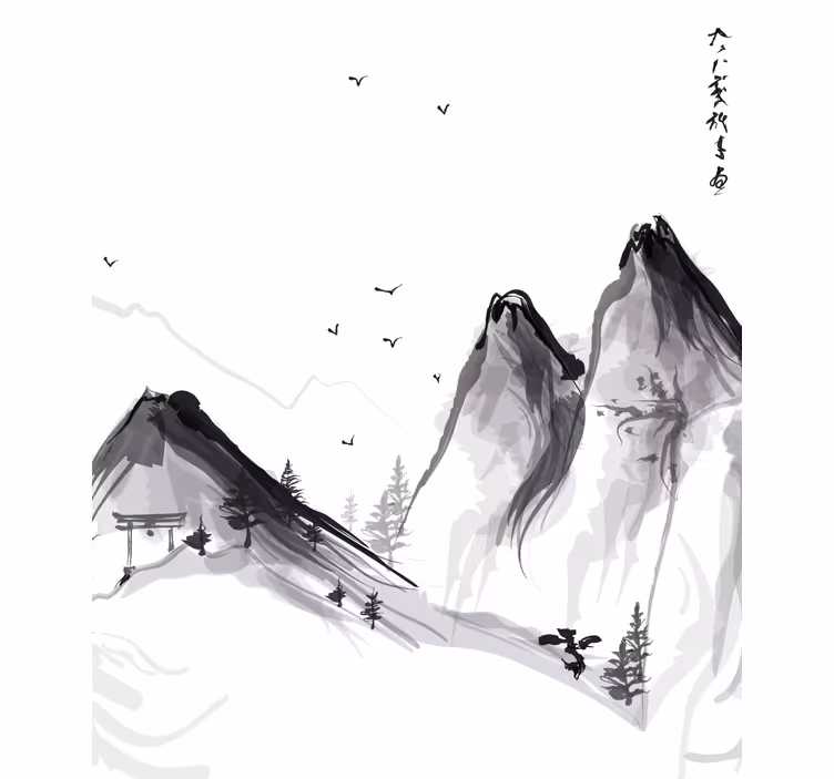 Estor enrollable salón con dibujos invierno japonés - TenVinilo