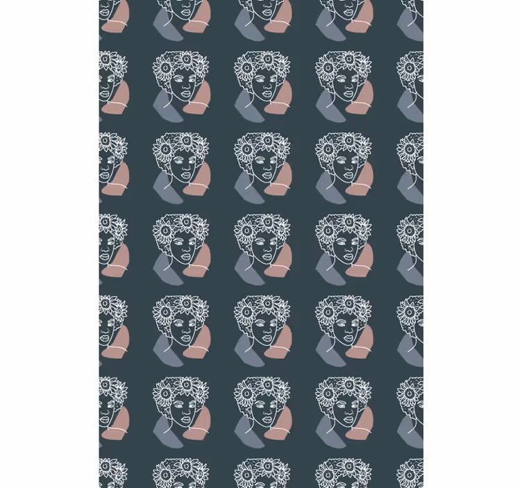 Cortina roller dibujos caras florales abstractas - TenVinilo