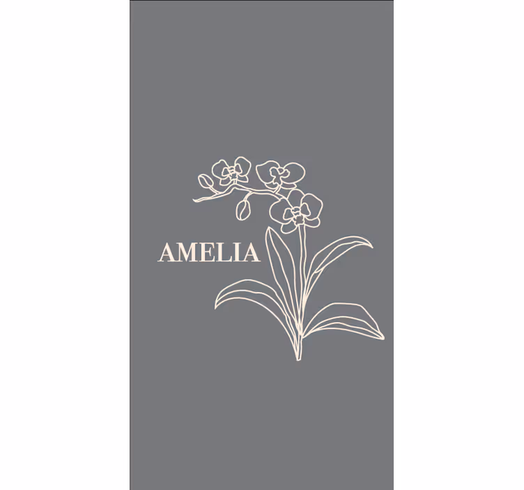 Cortina roller flores elegante diseño gris con nombre. - TenVinilo