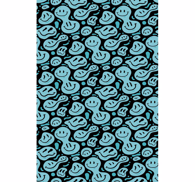 Estor friki Emoticonos de sonrisa distorsionada en negro y azul - TenVinilo