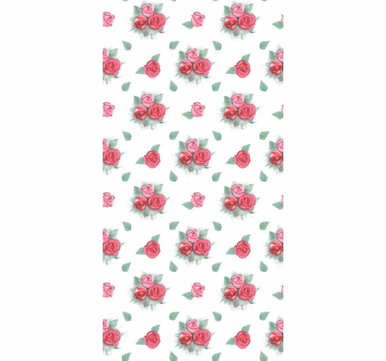 Cortina roller flores rosas con hojas - TenVinilo