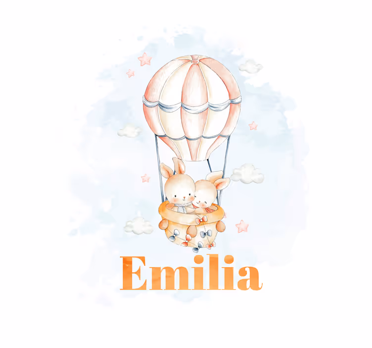 Estor con nombre infantil globos y animales pastel - TenVinilo