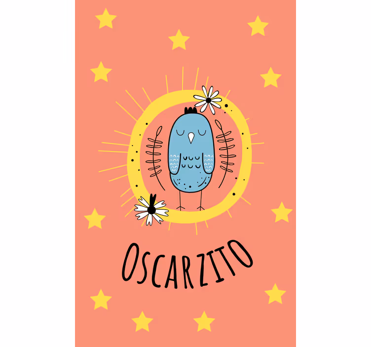 Estor personalizable Búho azul nórdico con estrellas - TenVinilo
