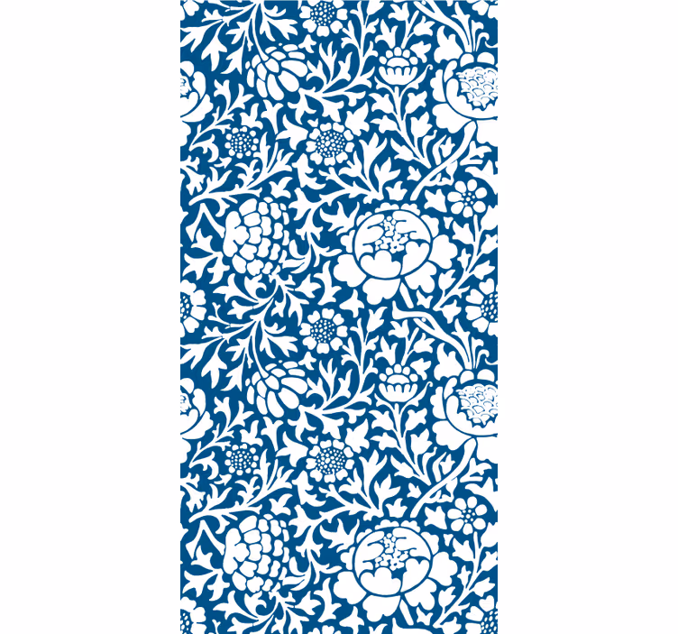 Cortina roller floral patrón vintage azul - TenVinilo