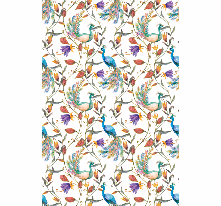 Cortina roller flores elegante pavo real floral - TenVinilo