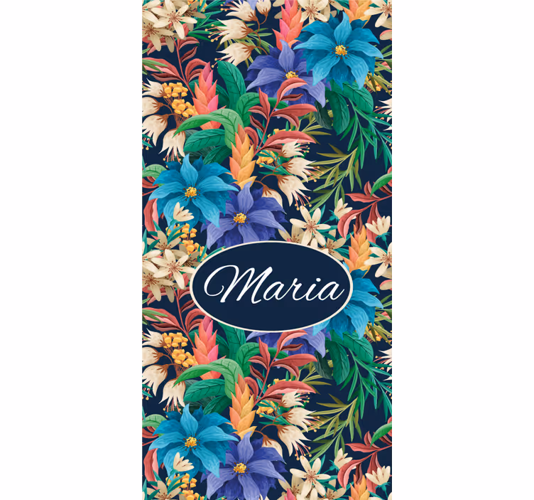 Cortina roller flores personalización de nombre floral - TenVinilo