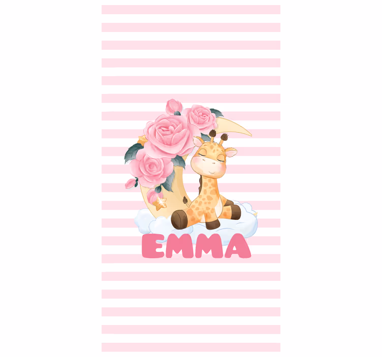 Cortina roller personalizable jirafa con rosas - TenVinilo
