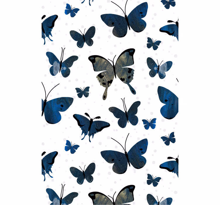 Cortina roller mariposas inspiración azul y beige - TenVinilo