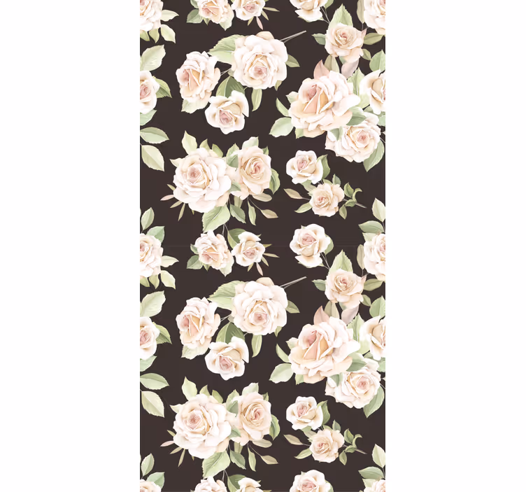 Estor floral Rosa blanca fondo negro - TenVinilo