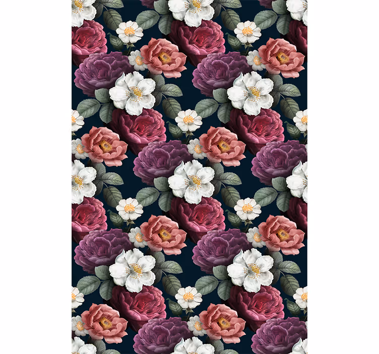 Cortina roller floral elegante composición floral - TenVinilo