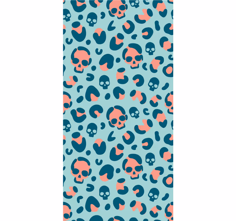 Estor habitación juvenil Patrón de leopardo de calavera azul y ro - TenVinilo